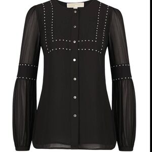 Michael Kors Black HT Button Thru Long Sleeve Blouse